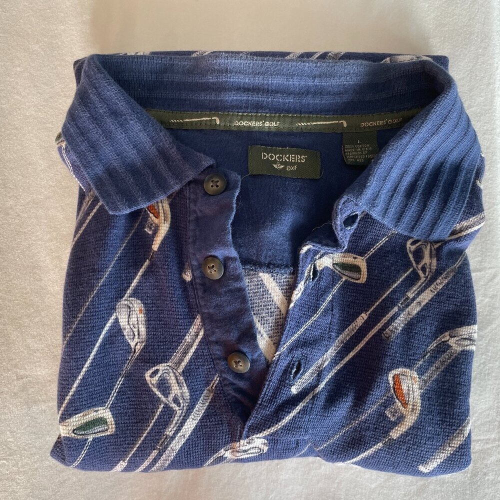 Dockers Men’s Golf Polo Shirt – Size L | Navy Blue, 100% Cotton, Made in USA - Picture 2 of 8